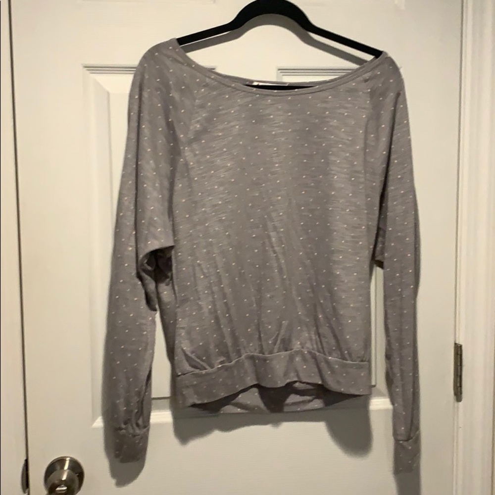 Boat neck long sleeve gray